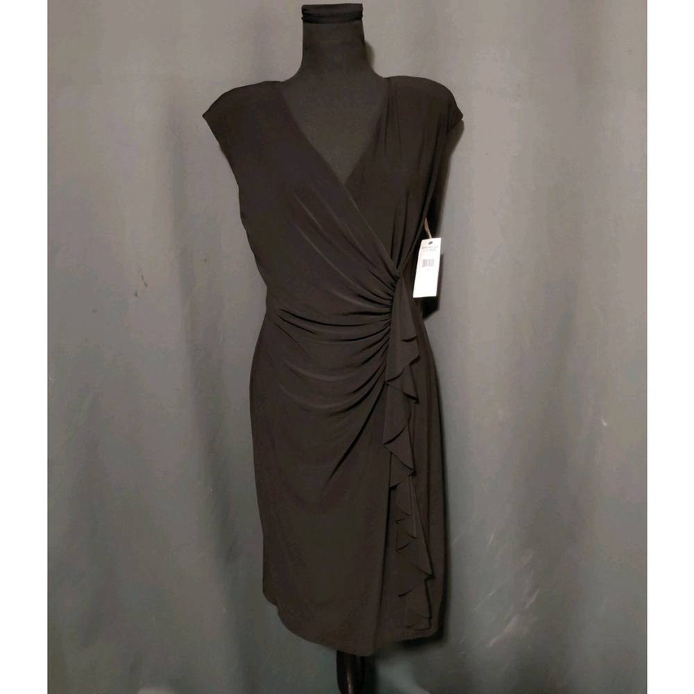 American Living Black Sleeveless Dress Stretchy Side Ruched Ruffle Size 10 NWT